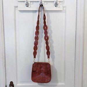 Anthropologie Vegan Red Leather Braided Strap Crossbody Bette Bag